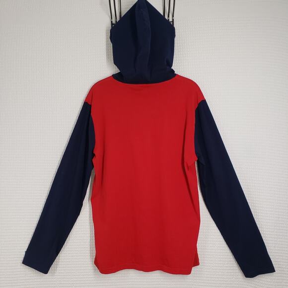 Polo Ralph Lauren Hoodie Men Medium Red Colorblock Lightweight Pullover Spellout - Picture 9 of 16